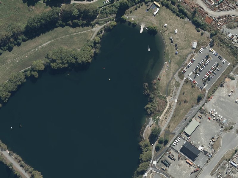 aerial view of Lake Rua and the ground around it
