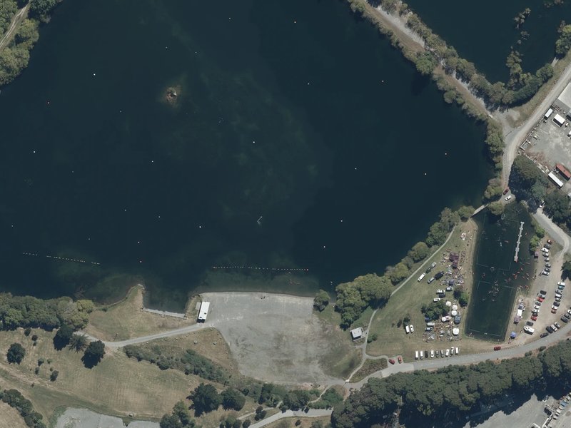 aerial view of Lake Tahi and the ground around it