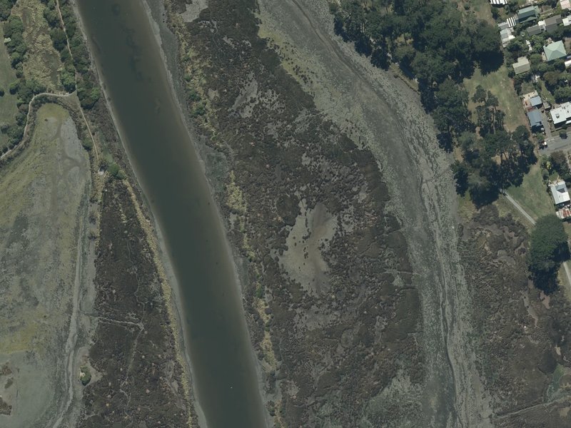 aerial view of Naughty Boys Island and the ground around it