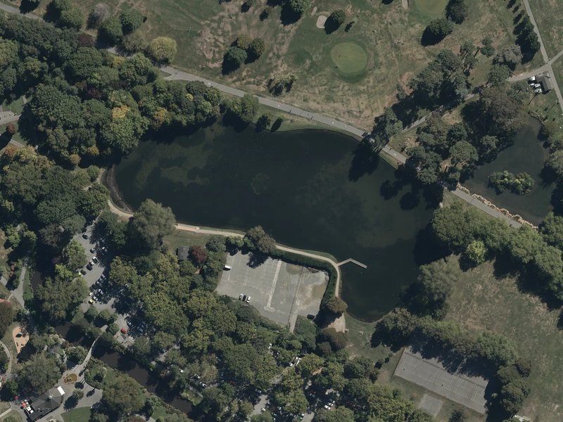 aerial view of Victoria Lake and the ground around it