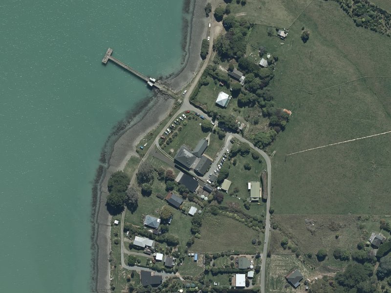 aerial view of Koukourārata Marae and the ground around it