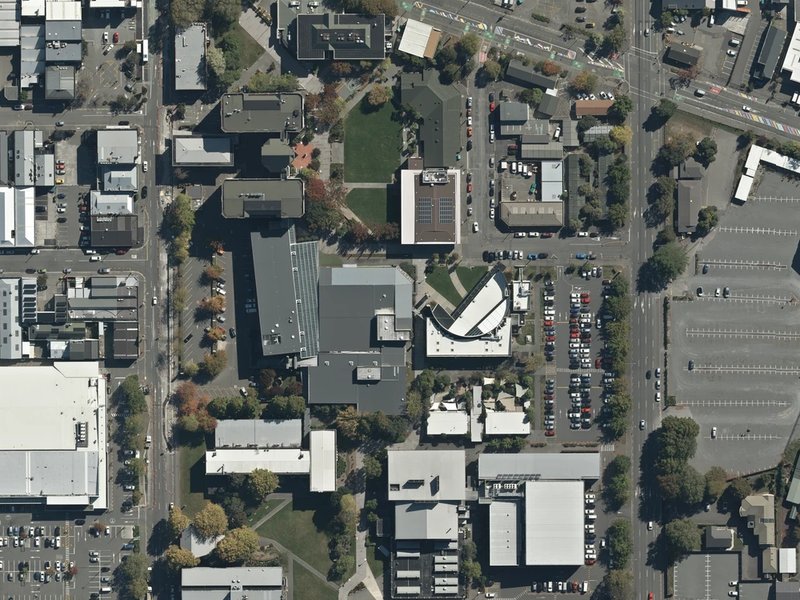 aerial view of Te Puna Wānaka and the ground around it
