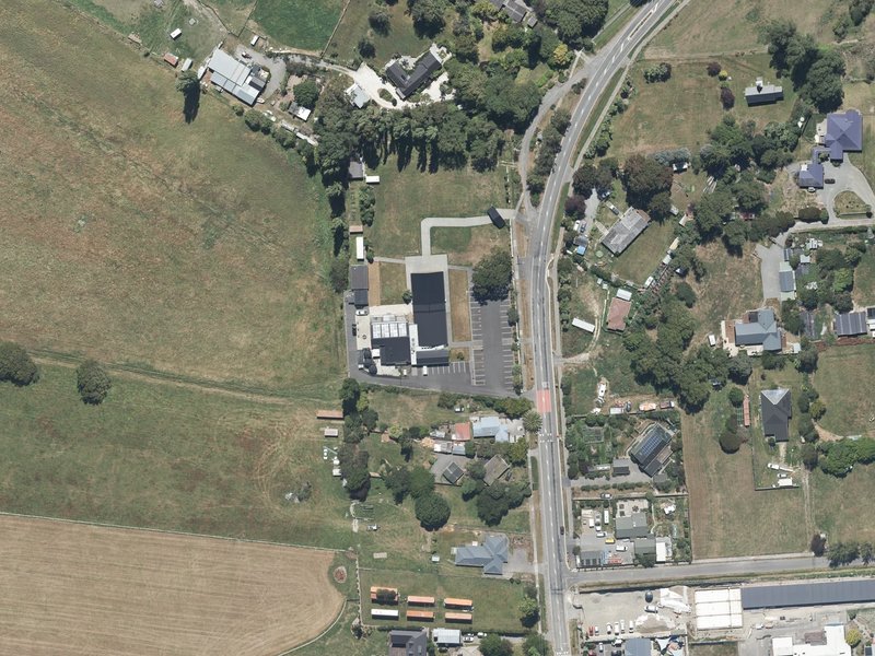 aerial view of Tuahiwi Marae and the ground around it