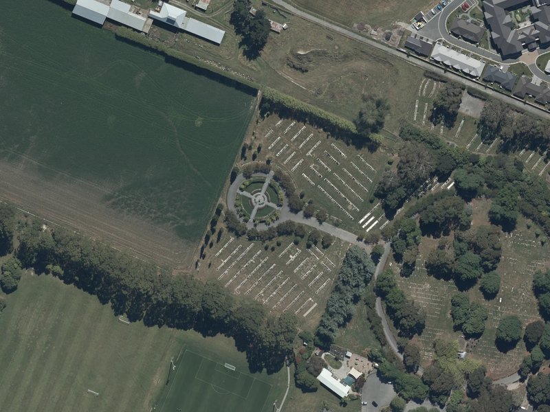 aerial view of 2011 Earthquake Interment Site and the ground around it