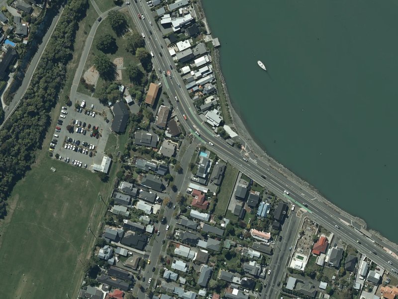 aerial view of A Day at the Beach and the ground around it