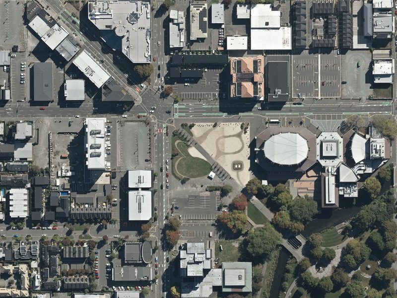 aerial view of The Arcades and the ground around it