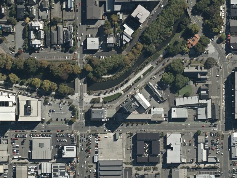 aerial view of Canterbury Earthquake National Memorial and the ground around it