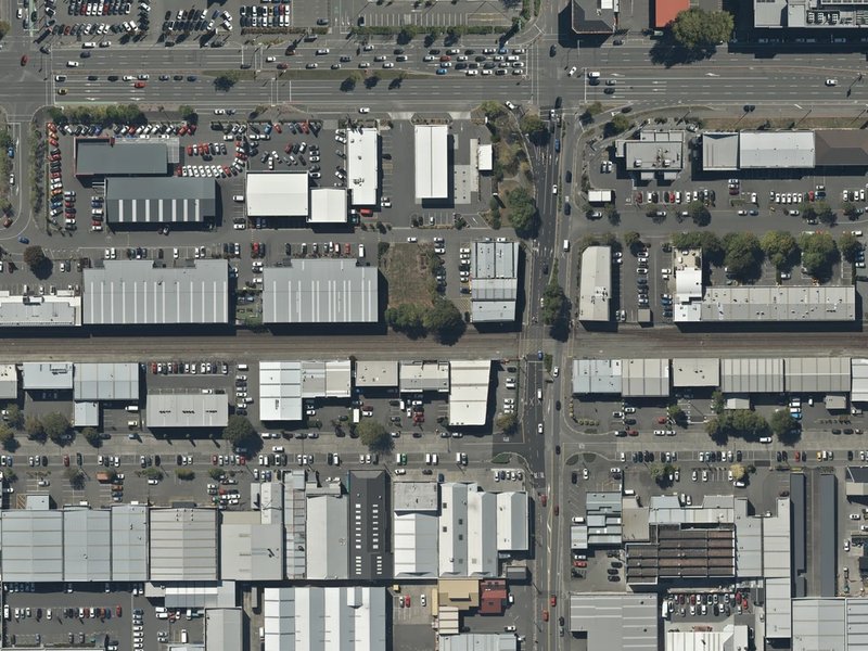 aerial view of Canterbury Workers Memorial and the ground around it