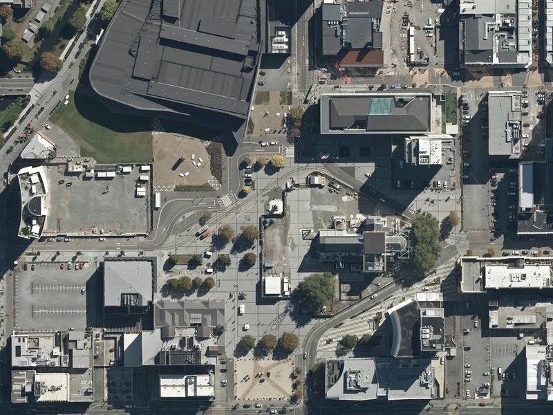 aerial view of Citizens' War Memorial and the ground around it