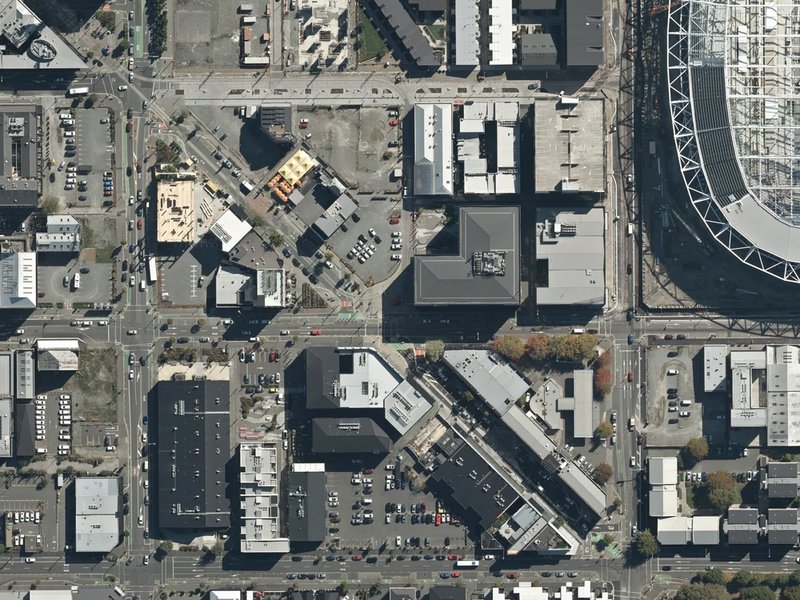 aerial view of Corgis on High and the ground around it