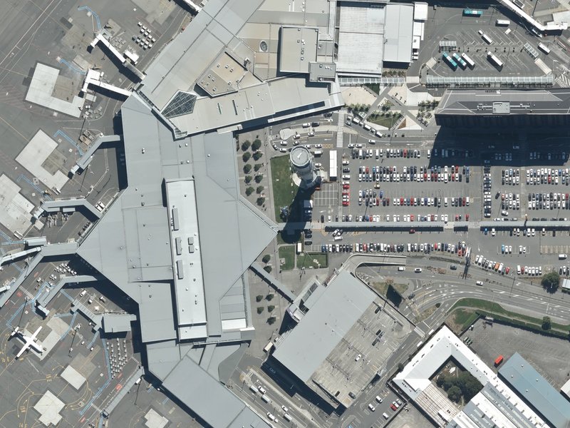 aerial view of Cumulus Gate Pavilion and the ground around it