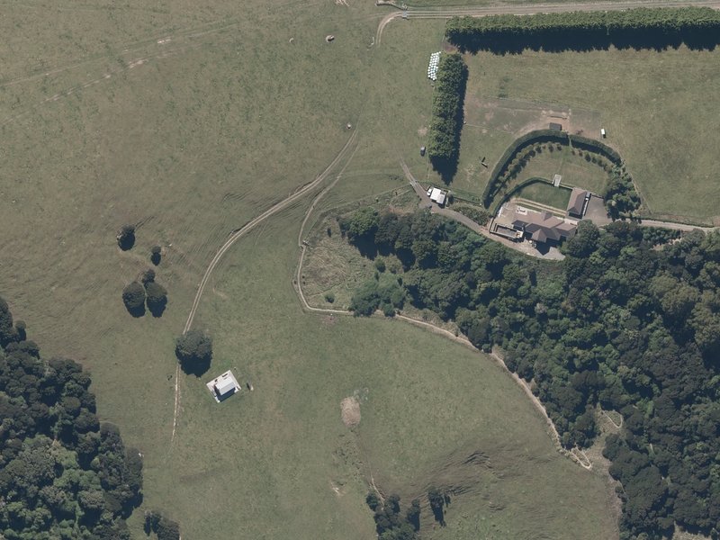 aerial view of Giraffes and the ground around it