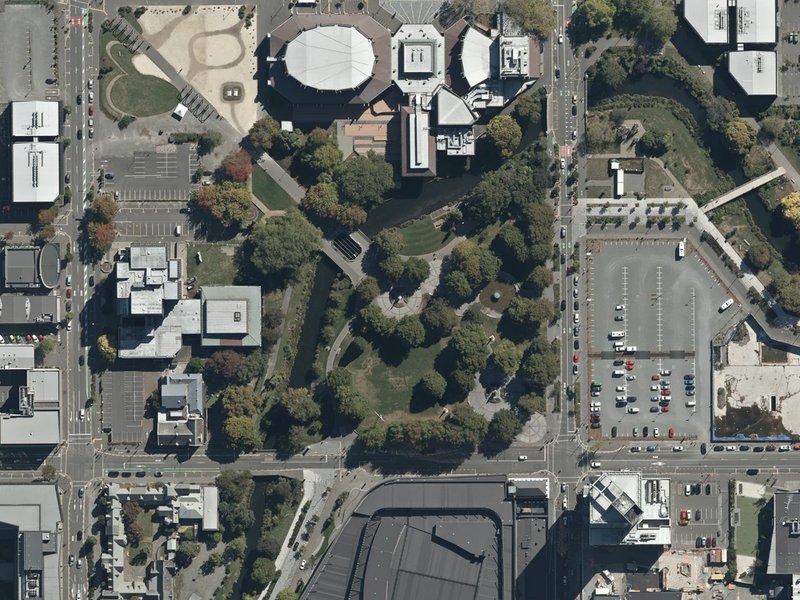 aerial view of James Cook Statue and the ground around it