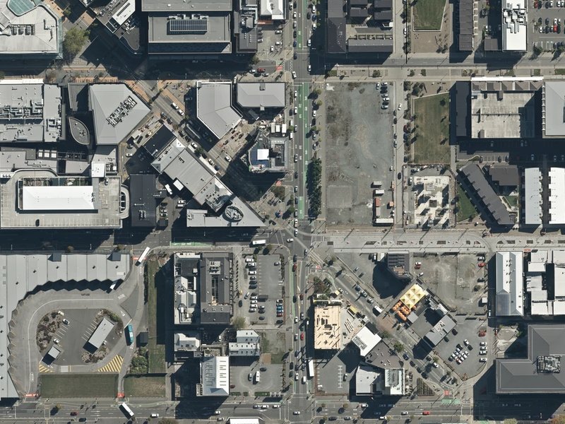 aerial view of Nucleus and the ground around it