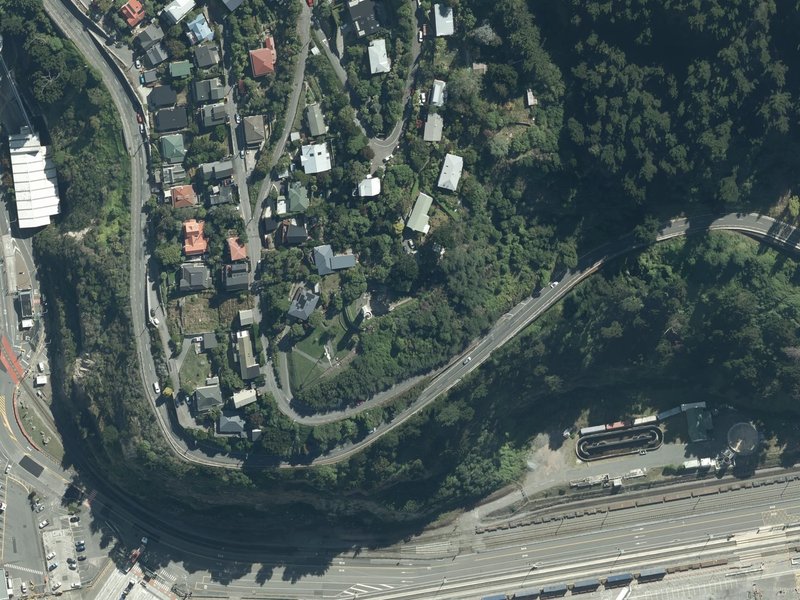 aerial view of Pou and the ground around it