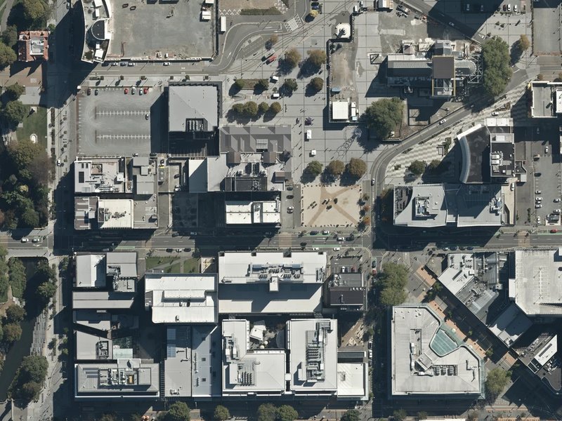 aerial view of Rise From The Rubble and the ground around it