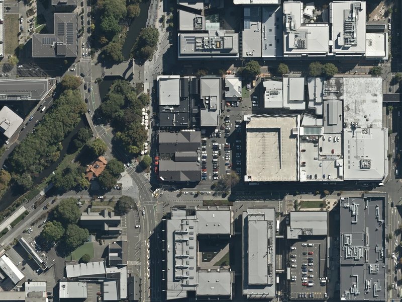 aerial view of Riverside Mural and the ground around it