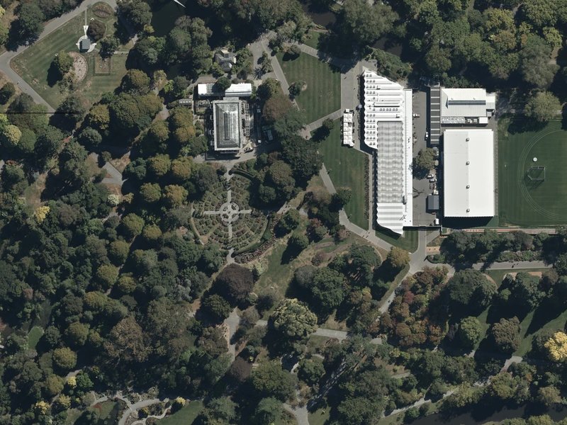 aerial view of Rose Sculpture and the ground around it
