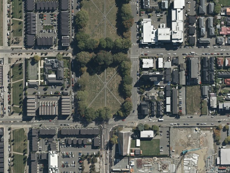 aerial view of Spires and the ground around it