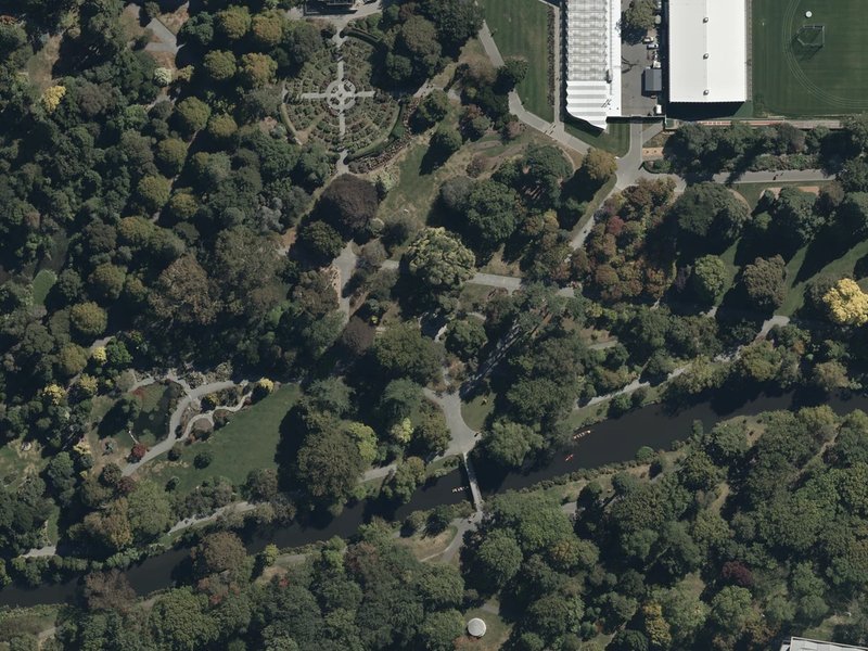 aerial view of World Peace Bell and the ground around it