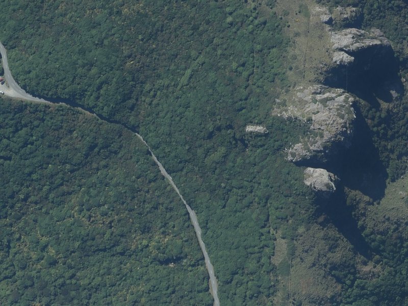aerial view of Coopers Knob and the ground around it
