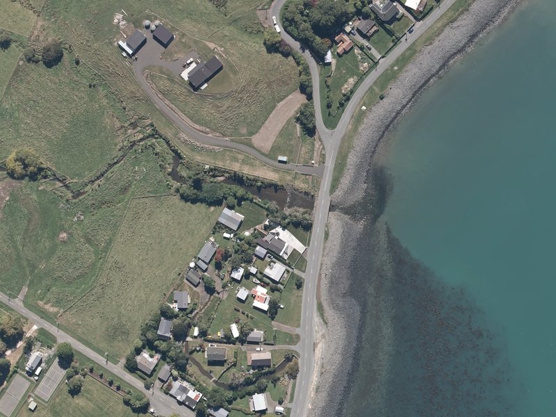 aerial view of Wainui Esplanade Reserve and the ground around it
