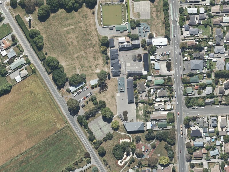 aerial view of Woodend Recreation Reserve and the ground around it