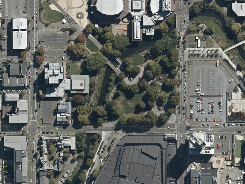 aerial view of Victoria Square and the ground around it