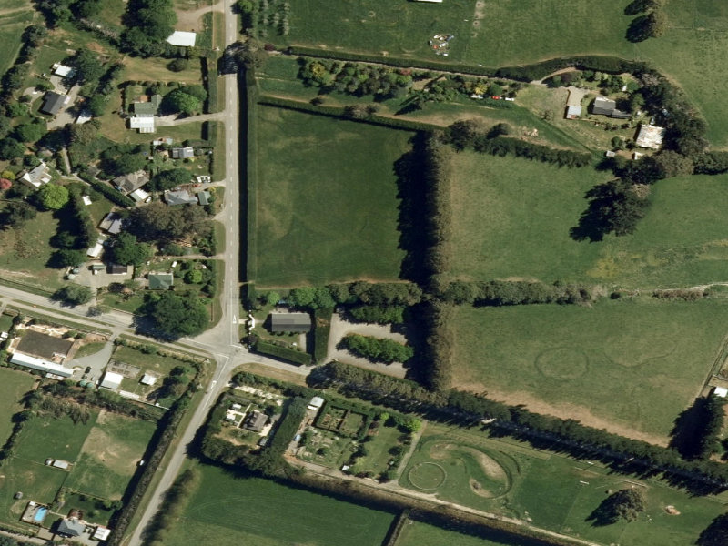 aerial view of West Eyreton Hall Reserve and the ground around it