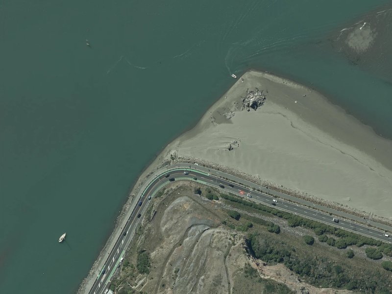 aerial view of Shag Rock and the ground around it