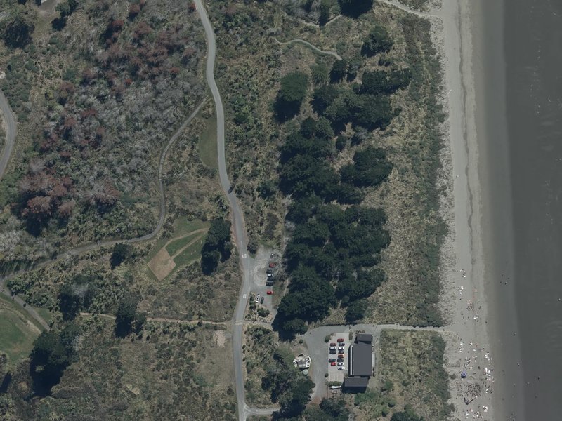 aerial view of Spencer Park Beach and the ground around it