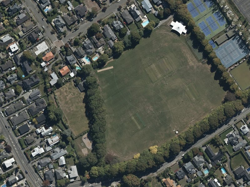 aerial view of Elmwood Park and the ground around it