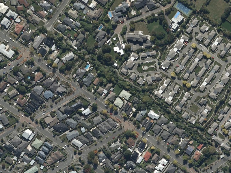 aerial view of Papanui Stream Esplanade and the ground around it