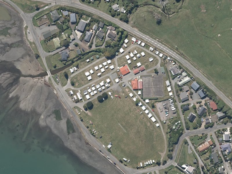 aerial view of Duvauchelle Reserve And Campground and the ground around it