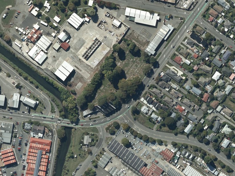 aerial view of Rutherford Cemetery and the ground around it