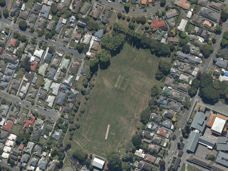 aerial view of Upper Riccarton Domain and the ground around it