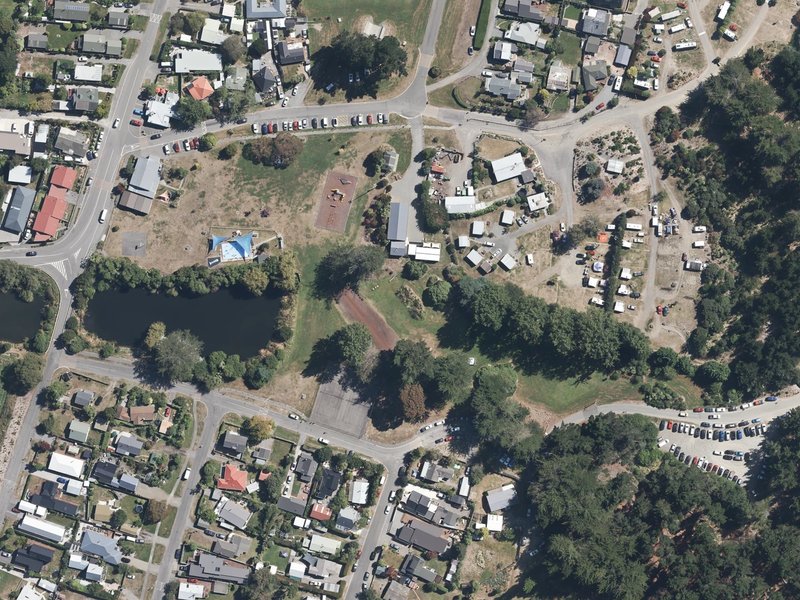 aerial view of Waikuku Beach - Central Area and the ground around it