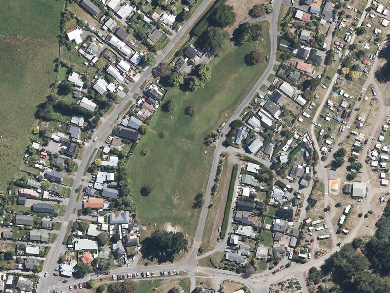 aerial view of Waikuku Beach - South Oval and the ground around it