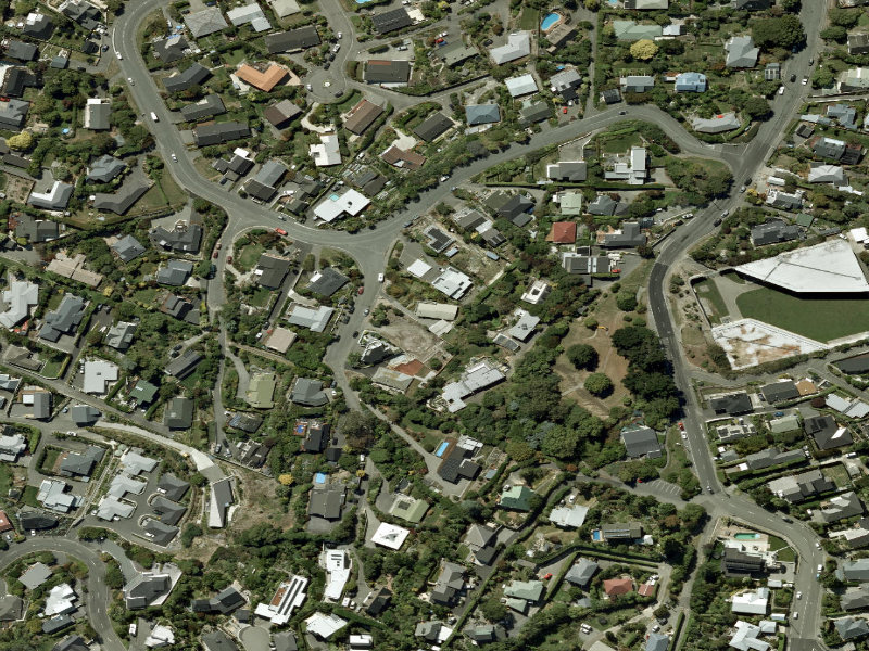 aerial view of Huntsbury Playground and the ground around it