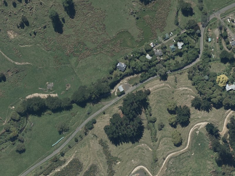 aerial view of Little Akaloa Streamside Reserve and the ground around it