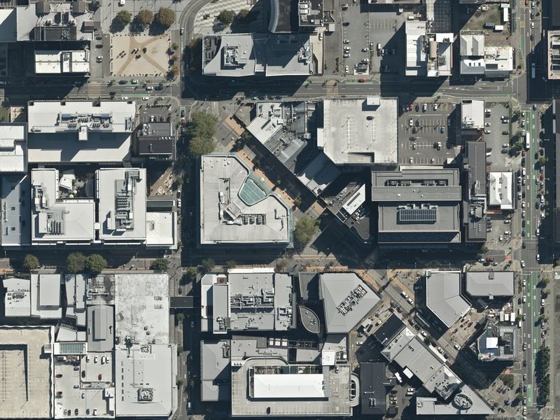 aerial view of City Mall and the ground around it