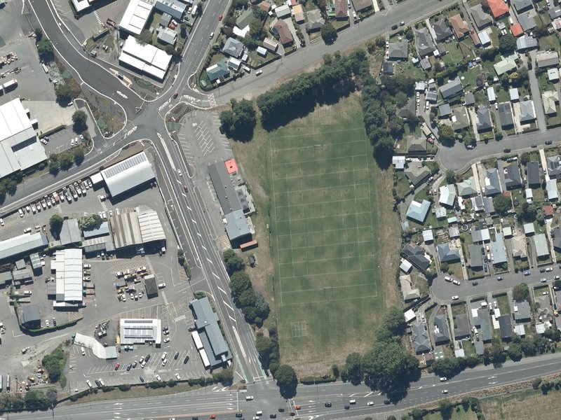aerial view of Leslie Park and the ground around it