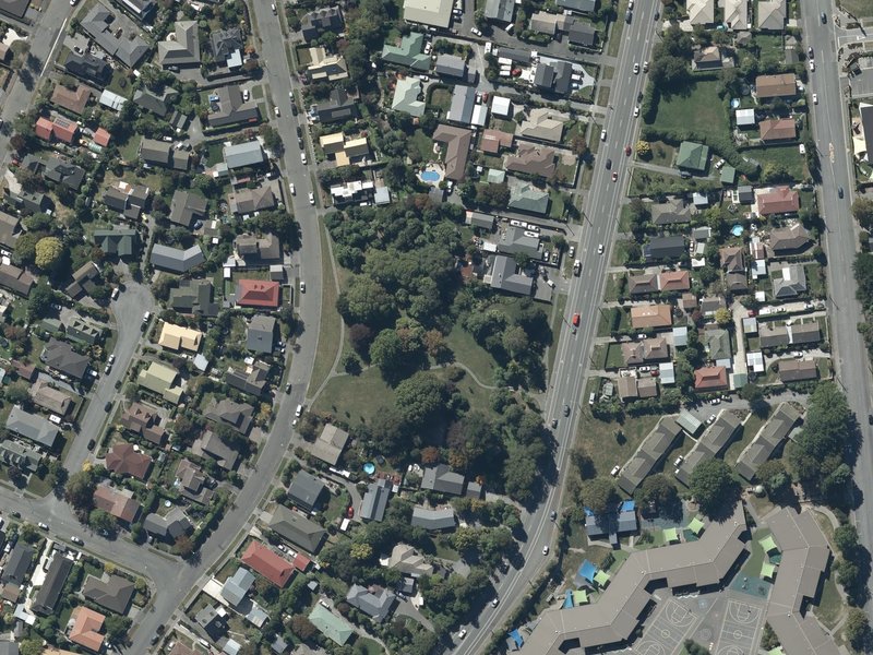 aerial view of Muir Park and the ground around it