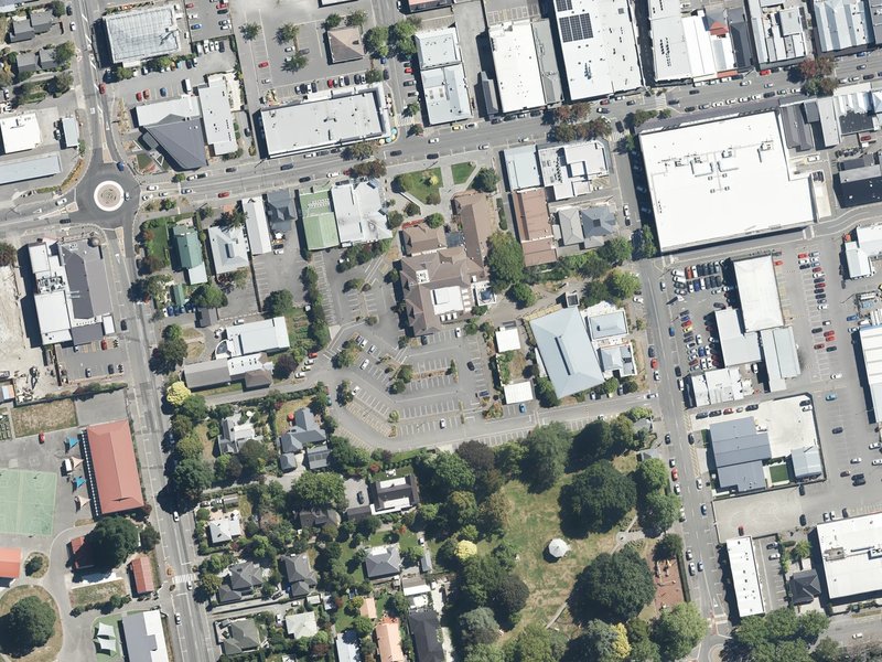 aerial view of Rangiora Service Centre & Carpark and the ground around it