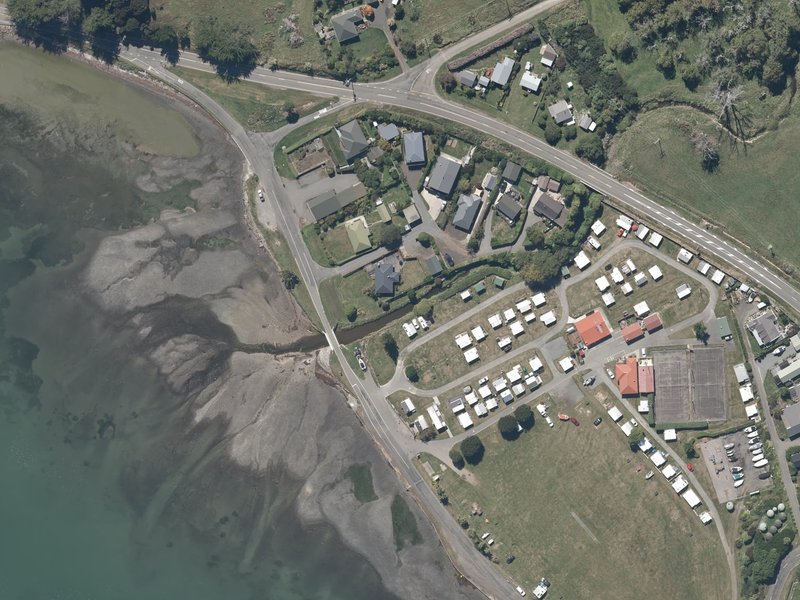 aerial view of Duvauchelle Domain Esplanade Strip and the ground around it