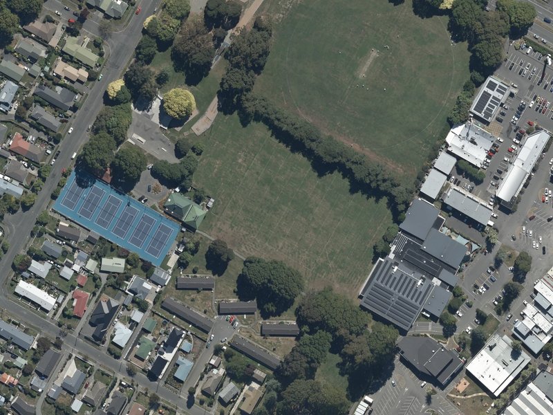 aerial view of Bishopdale Park and the ground around it