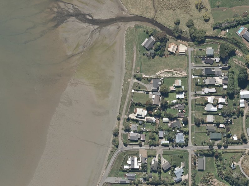 aerial view of Takamatua Foreshore and the ground around it
