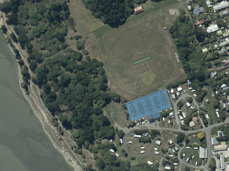 aerial view of South New Brighton Park and the ground around it