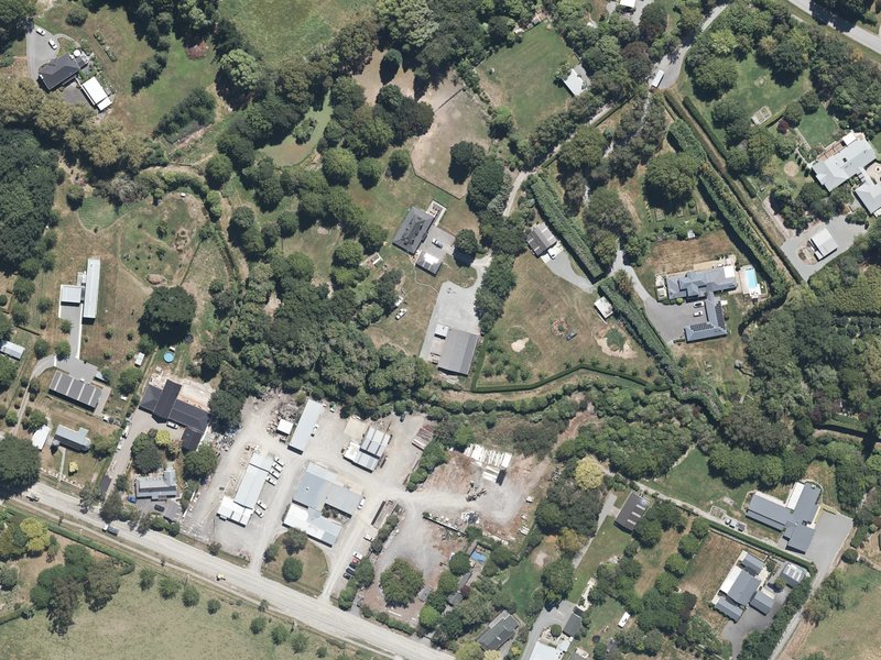 aerial view of Ohoka Stream Walkway and the ground around it