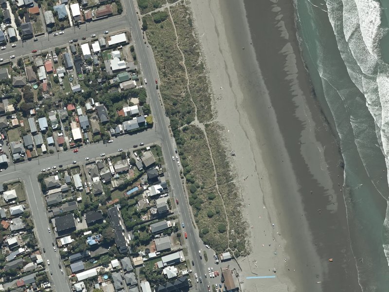 aerial view of North Beach and the ground around it